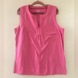 Jones NY Women’s Sleeveless Pink Split-Neck Top